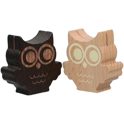 NUOLUX 2個 木製メモクリップ ミニプレースカードホルダー 猫頭鷹デザイン 写真立て 卓上カードスタンド 多機能フォトクリップ ブックマー