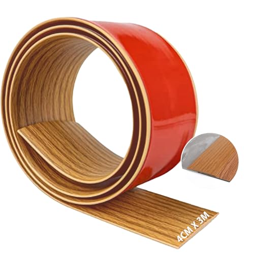 Floor Transition Strip Self-Adhesive PVC Laminate Floor Cover Strips Flat Divider Strip for Joining Floor Gaps, for Tile/Wood/Laminate/Joins Gap (Brown Wood Grain,4cm x 3m)