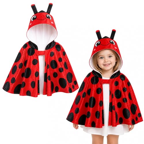 Beipegin Ladybug Kostüm Bienenkostüm Mädchen Junge Biene Lady Bug Tier Umhang Kinder Marienkäfer Flügel Fasching Karneval