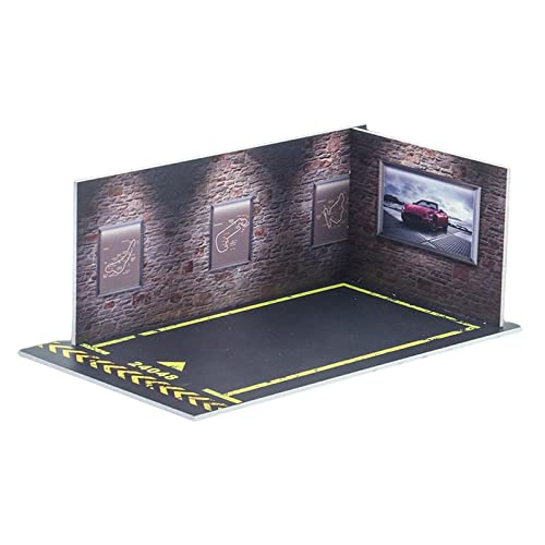 Harilla Automodell Parkplatz 1/24 Simulation einfach zusammenbauen Parkplatz Display für Fans Spielzeugauto Modellauto Automodell, B