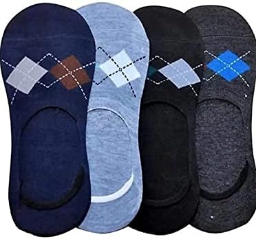Liyana CollectionUnisex Cotton Low Cut Loafer Socks | No -Show| Anti Slip Silicon Grip free size (Diamond)