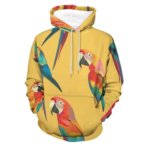 Sweatshirt Perroquet Jaune dessin animé hoodie manches longues taille S pullover mixte