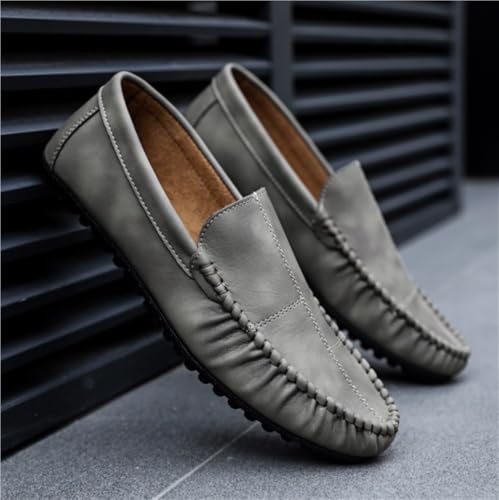 Men's Loafers Shoes Round Toe PU Leather Loafer Shoes Anti-Slip Lightweight Flat Heel Fashion Slip On3