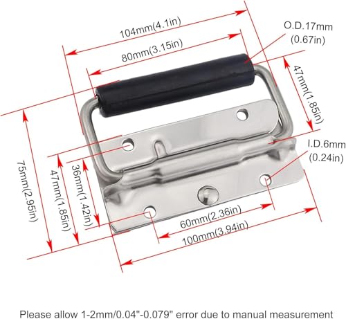 Image of 304 Stainless Steel Handle Spring Loaded Case Folding Handle 2 Pcs 100mm 122mm 140mm for Electric Cabinet Equipment Box Air Box and So On (100mm)
