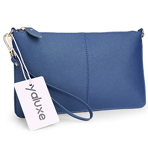 Image of YALUXE Genuine Leather Wristlet Handbags Purses Cell Phone Pocket Clutch Wallet Crossbody Bags for Women