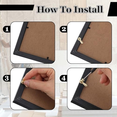 Image of 200 Pcs Picture Frame Backing Clips Picture Frame Repair Kit Turn Button with 200 Pcs Screws Photo Frames Hardware Backing Clips for Hanging, Photos, Drawing