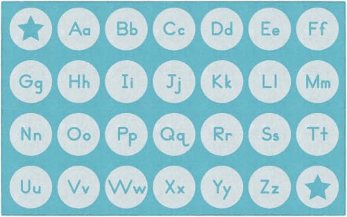 Flagship Carpets Tone On Tone Alphabet Light Blue Educational Area Rug for Kids Room, Children's Classroom, Play Carpet for Teaching and Playroom, 7'6" x 12', Seats 28 by Flagship Carpets - Used condition - US$282.61