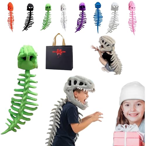 Dinosaur Skeleton Costume 3D Dinosaur Plush Huggable Softness Skeleton Costume For Dress-Up Parties & Photos (Green 31 in)