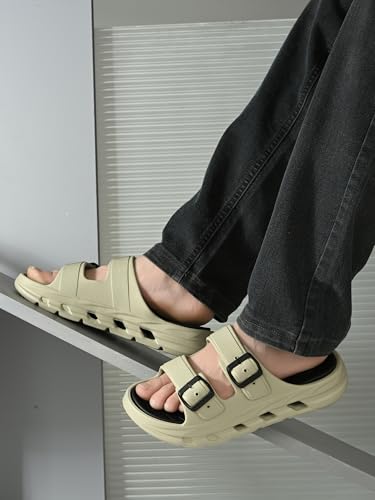 Image of DOCTOR HEALTH SUPER SOFT Men EVA Double Strap Sandals | Adjustable Buckle Comfort Slides | Lightweight Anti-Slip Ventilated Casual Sandals for Everyday Indoor Outdoor Wear