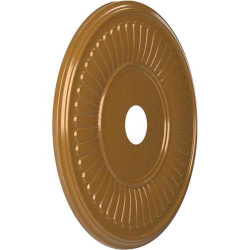 Image of Ekena Millwork CMP22BEDVG Berkshire Thermoformed PVC Ceiling Medallion (Fits Canopies up to 10 1 /8 inch), 22 inchOD x 3 1 /2 inchID x 1 inchP, Universal Aged Metallic Vintage Gold