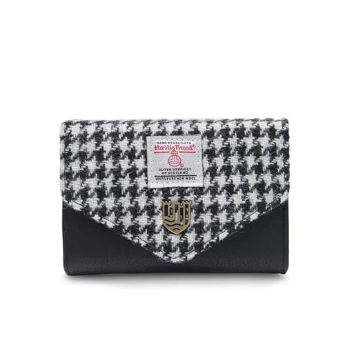 Islander HarrisTweed Lady’s Small Clasp Purse L:13cm H:9cm W:4cm (Black and White Dogtooth)