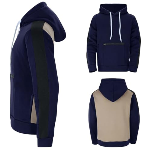 Ymosrh Men's Hoodies, Long Sleeve Lace Up Casual Pullover Hooded Sweatshirt with Zipper Pocket, M-3XL2