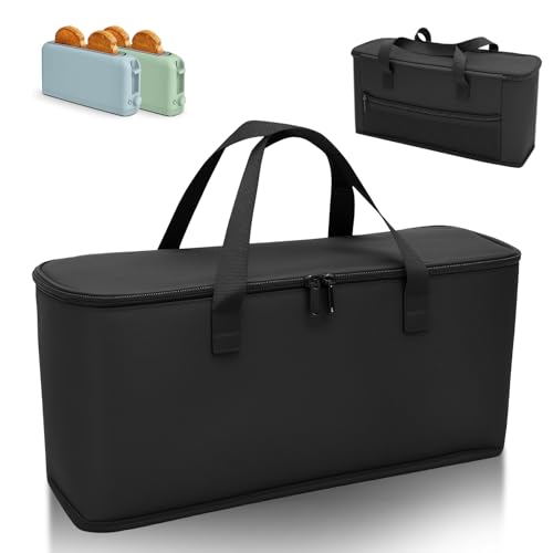 Carrying Bag Compatible with Bella 2 Slice Slim Toaster, Portable Outdoor Toaster Travel Carrier Case with Handle and Side Pocket, Waterproof & Scratch Resistant Bread Maker Bag with Aluminum Foil