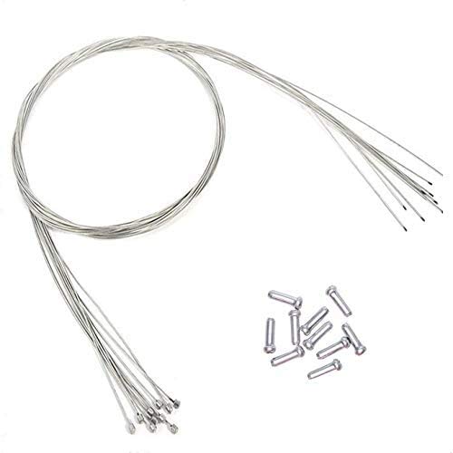 10 x Fahrrad Universal Schaltzug mit 10 x Endhülsen Endkappen aus Stahl Schaltseil Set für Fahrrad Rennrad 1.2mm 2.05m
