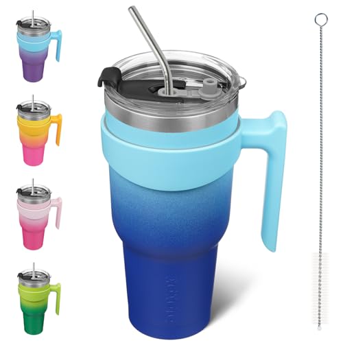Image of BJPKPK 40 oz Tumbler with Handle & Straw, Insulated Stainless Steel Mug