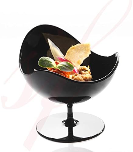 20 Pack Black - Ball Chair Disposable Plastic Cups 1.5 oz, Recyclable Mini Plastic Dessert Cups For Appetizers & Ice Cream. Unique Design Fancy Plastic Parfait Cups For Small Dessert