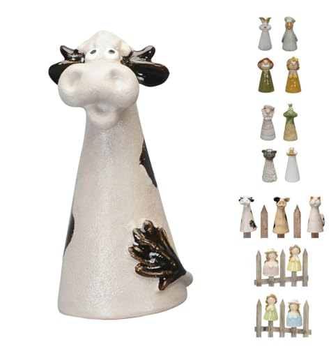 NETPROSHOP Zaunhocker Zaunfigur Viele Tiere und Figuren Steinzeug Höhe ca. 16-18 cm Auswahl:Kuh