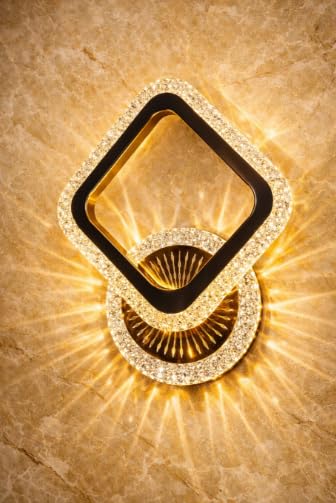 Image of Modern Crystal LED Wall Light, Decorative Indoor Wall Lamp with Warm White Lighting, Stylish Wall Mounted Light for Living Room, Bedroom, Hallway, Pack of 2