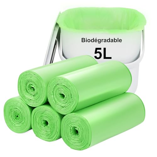 Sacs poubelle biodégradables 5L 120PCS: Petits poubelles Aievrgad/pour poubelle de comptoir. poubelle, recyclés, résistants, dégradables, à compost pour l'alimentation et le jardin