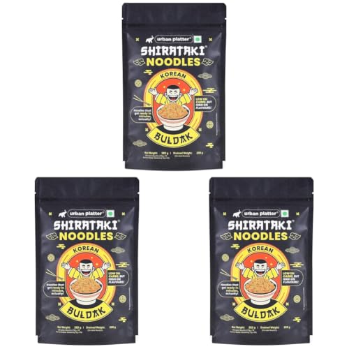Image of Urban Platter Korean Buldak Shirataki Noodles, 282g (Konjac Noodle | Keto-friendly, Low-Carb, Fat-free | Fiery Buldak Explosion | Ready in Minutes) (Pack of 3)