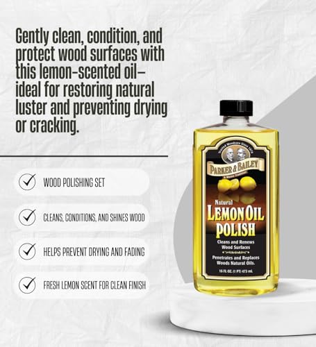 Parker & Bailey Lemon Scent Lemon Oil for Wood Furniture – Pack of 2, 16 oz – Liquid Bundle with Microfiber Cloth – Restores & Protects Fine Wood Surfaces, Prevents Drying & Cracking – (3 Items) by GROVE - Image 2