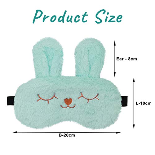 Image of Jenna Sleeping Eye Mask for Sleeping for Women Sleep Mask Blind Fold Eye Cover for Sleep Soft Plush Frog Eye Mask for Kids and Adults Eyemask Lightweight & Durable (FurBunnyBlue-Gel)