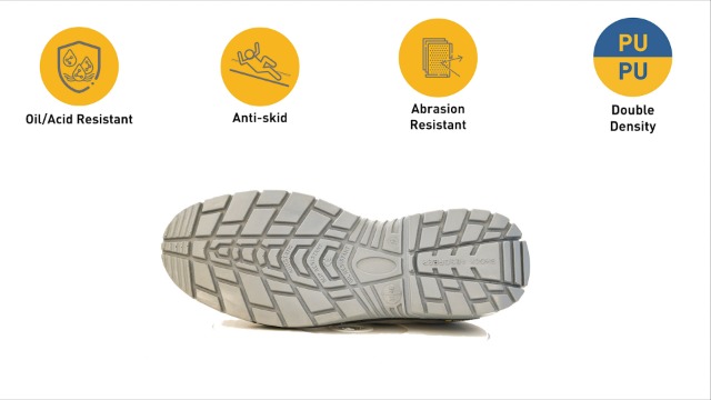 Mallcom Leo B Safety Shoes for Men, Grey and Blue, 11UK | Steel