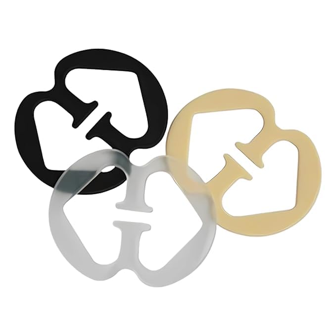 Women PVC Bra Strap Converter, Racerback Bra Clip, Conceal Straps and Cleavage Control Bra Clips Plastic Rings| Free Size, Color- Black White, Beige (Pack of 3)