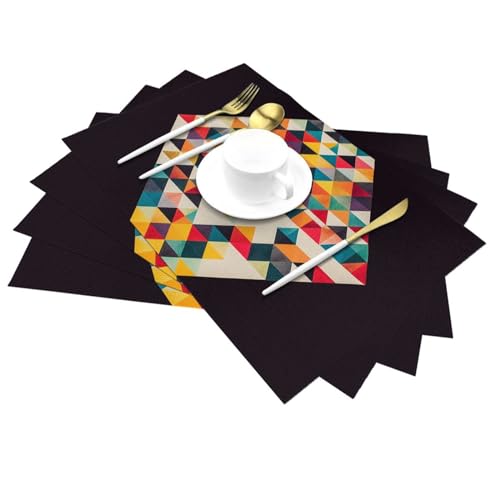 Lot de 6 sets de table tissés géométriques en PVC lavable - 6