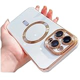 BVCY Magnetic Case for iPhone 13 Pro Max Case Magsafe with Camera Protector Plating Gold Edge Soft T