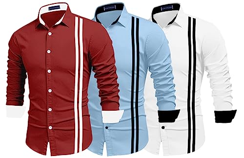 Image of Zombom Men's Striped Regular Fit Shirt