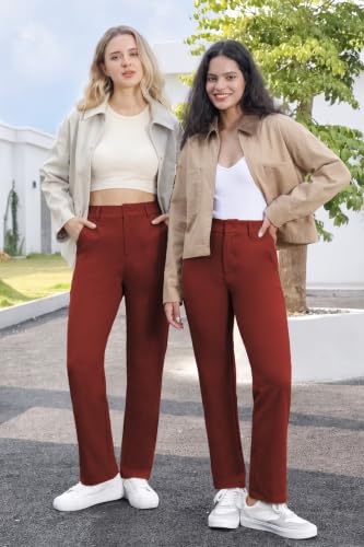 Image of Bamans Dress Pants Women Work Business Office Straight Leg Slacks