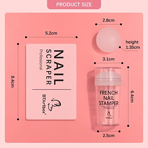 Btartbox Nail Stamper - 2 Set Nail Art Stamper Kit With French Tip Nail Stamp, Nail Scrapers And Stamper Heads Replacement For Poly Gel Nail Kit, Gel Nail Polish #TOP6