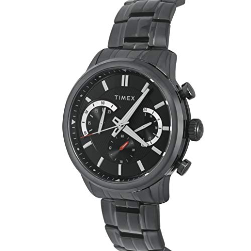 Timex Stainless Steel E-Class Surgical Steel Enigma Chronograph Analog Black Dial Men's Watch-Tweg18605, Band Color:Silver - Image 2