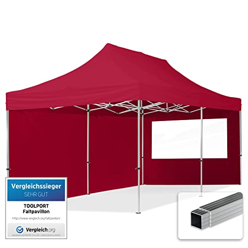 TOOLPORT Faltpavillon Faltzelt Pavillon 3x6m - 2 Seitenteile Aluminium 32mm Partyzelt 700N rot
