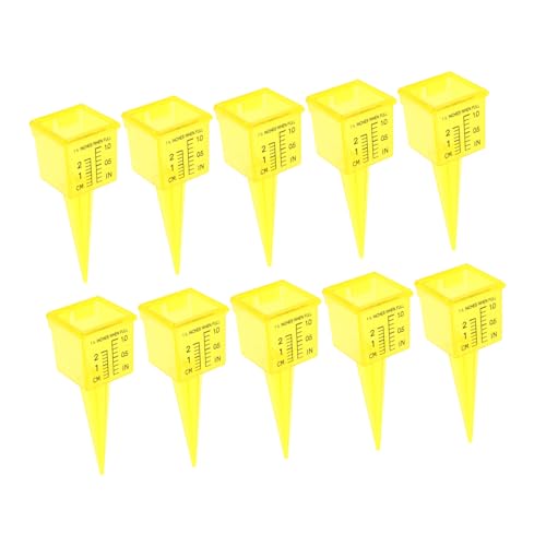 GALPADA 10pcs Rain Gauge Garden Moisture Meter Lawn Watering Cups Door Rain Meter Gauge Sprinkler Rain Water Gauge Light Net Edging Spreader Downspout Filter Hose Plastic Yellow