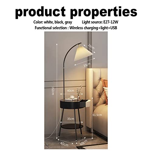 Table de Chevet à LED Noir avec Station de Charge et Tiroirs de Rangement Modulables