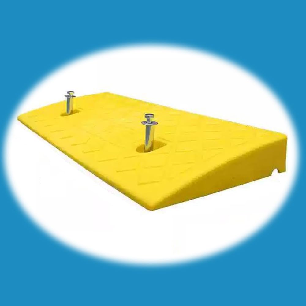 Rampas para Silla De Ruedas 3-22cm Altura, Rampa De Acceso De Plástico Portátiles para Bicicletas Scooters, Rampa De Entrada Antideslizante con Pernos De Expansión(Yellow,50 * 38 * 15cm)
