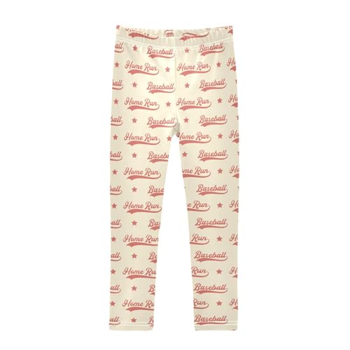Baseball Words Girls Leggings,Workout Leggings for Girls Toddler Athletic Leggings Size for 3-10T