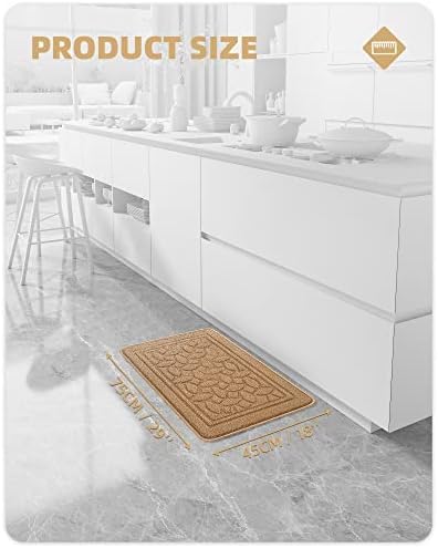 Miniatura 2 de Color&Geometry Alfombras de cocina, antideslizante, lavable a máquina, tapetes de cocina fáciles de limpiar, 18 x 29 pulgadas, beige