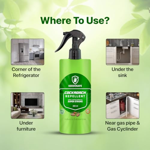 Image of Natural & Herbal Cockroach Repellent Spray for Kitchen & Bathroom | Best Pet-Safe Anti Cockroach Spray | Fast-Acting, Long-Lasting, Eco-Friendly (250ml)