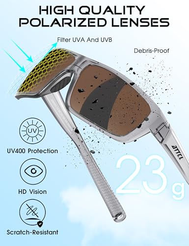 Miniatura 4 de Attcl Gafas De Sol Polarizadas Para Hombre, Para Deportes, Pesca, Conducción, Protección Uv, Ultraligeras Tr90, 5001-C19-Touqianhui Marrón No Espejado , Medium