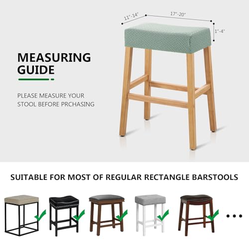 Image of YISUN Stool Covers Rectangle - 4 Pack Stretch Waterproof Saddle Seat Cover Counter Bar Stools Bar Chairs Covers Kitchen Island Chairs Cushion Protector