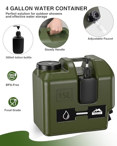 Ducha portátil para camping con recipiente de agua y spray potente miniatura 5