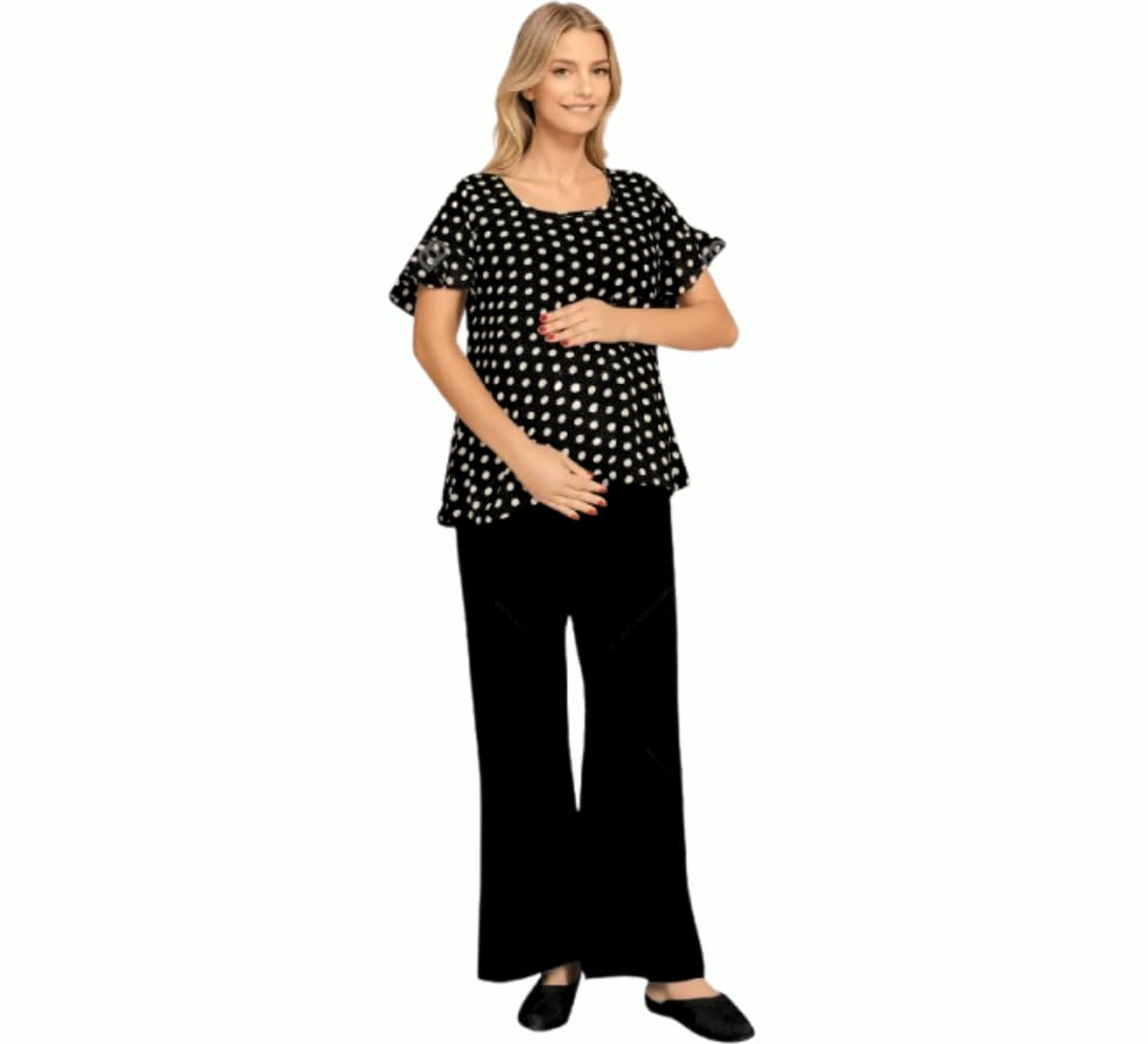 Fashiospice Maternity Plazo Pant for Pregnancy, Pants for Pregnant Women for Ultimate Comfort (L-Black) - Image 2 thumbnail