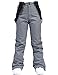 Was Now günstig Kaufen-HOTIAN Damen Skihose Hosenträgerhose Snowboardhose Winter Wasserdicht Winddicht Warm Abnehmbare Hosenträger Skilanglaufhose Thermohose Wanderhose Ski Pant Gray L