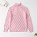 Girls Turtleneck Sweater Kids Cable Knit Long Sleeve Pullover Teen Winter Warm Soft Compy Mock Neck Pink 5-6 Years