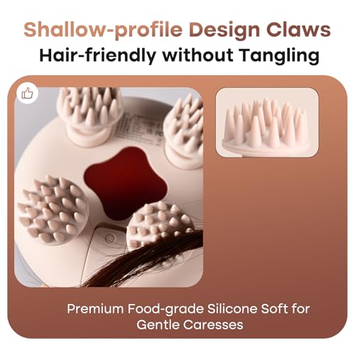 Image of arboleaf Scalp Massager Portable Rechargeable Waterproof Hair Head Massager | 128 massage nodes, 8 removable claws, cat scratcher, gift for Mom Dad