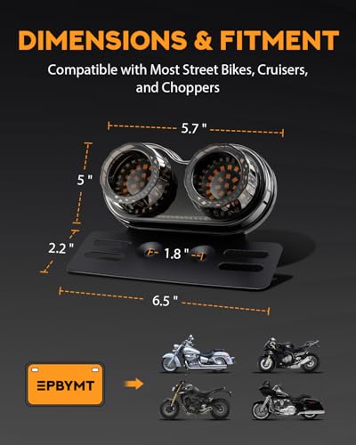 Image of PBYMT Enhanced Motorcycle Tail Light, Break light Running Lights, IP67 Waterproof Turn Signals with License Plate Bracket Compatible with Street Bike Cruiser Chopper Bobber (Smoke, 108 LEDs)