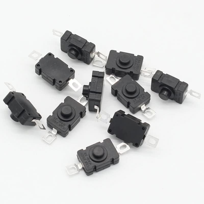 NISTECH Mini Switch with Hole Self-Lock Mini Push Button (Pack of 10) SMD Dip Switch, Micro Tact Switch Black Self Lock Micro On/Off Push Button Flat 2 PIN - 10pcs-image-12